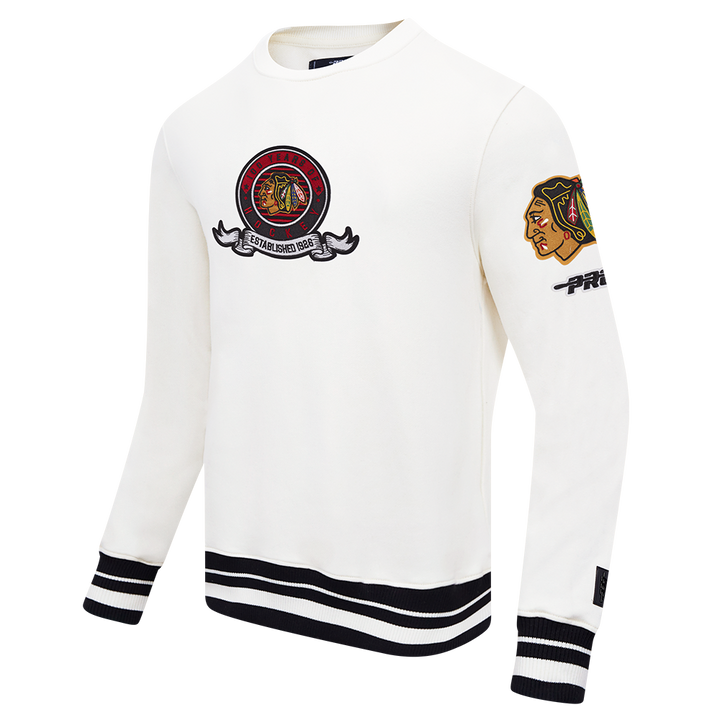 Pro Standard Chicago Blackhawks Centennial Badge Rib Cuff Crewneck