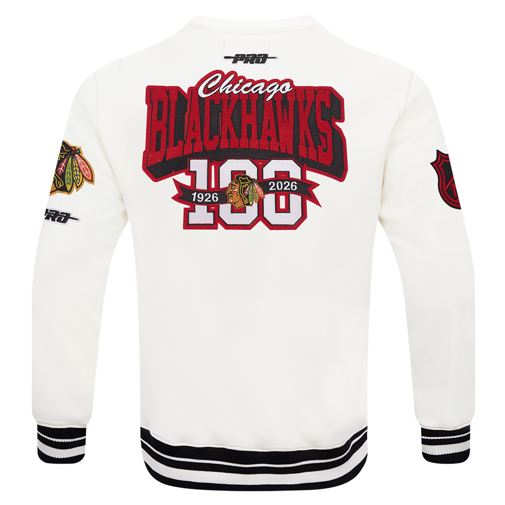 Pro Standard Chicago Blackhawks Centennial Badge Rib Cuff Crewneck