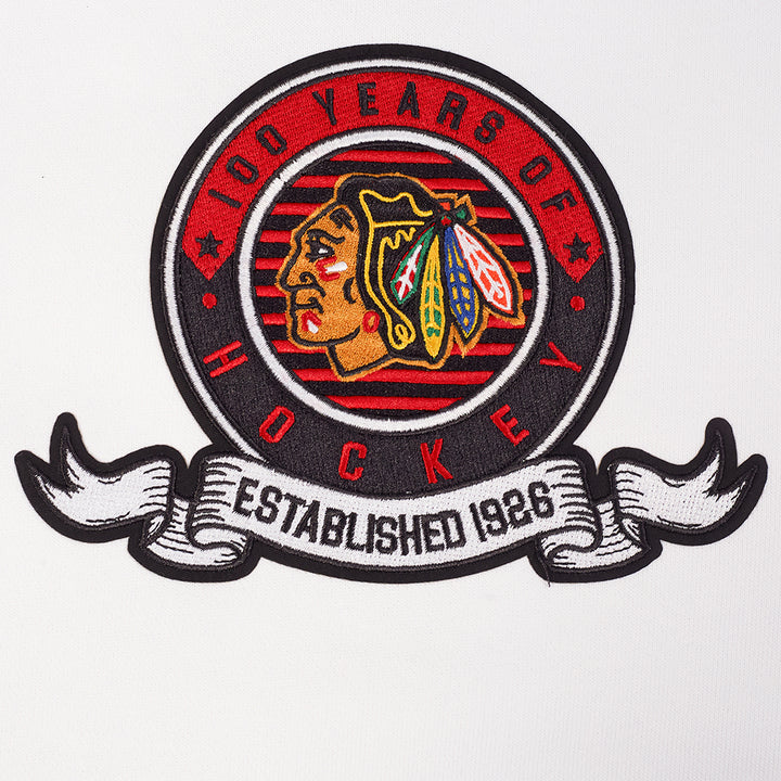 Pro Standard Chicago Blackhawks Centennial Badge Rib Cuff Crewneck