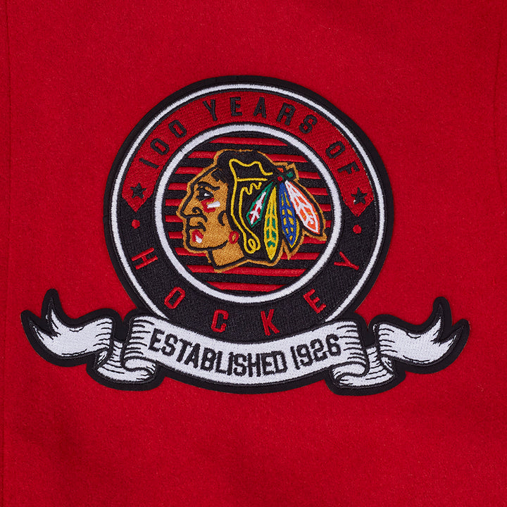 Pro Standard Chicago Blackhawks Centennial Badge Wool Varsity Jacket