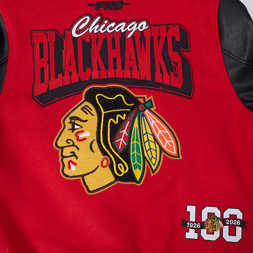 Pro Standard Chicago Blackhawks Centennial Badge Wool Varsity Jacket