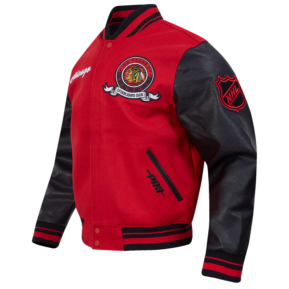Pro Standard Chicago Blackhawks Centennial Badge Wool Varsity Jacket