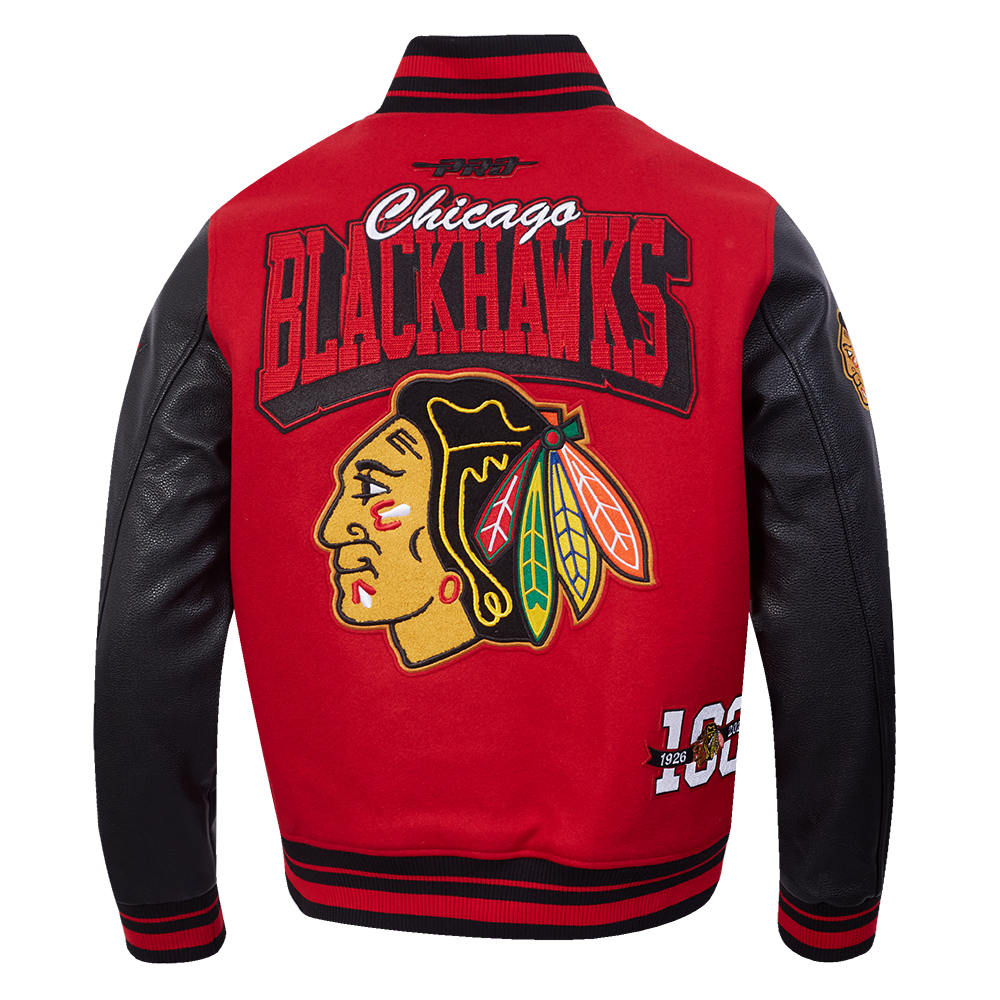 Pro Standard Chicago Blackhawks Centennial Badge Wool Varsity Jacket