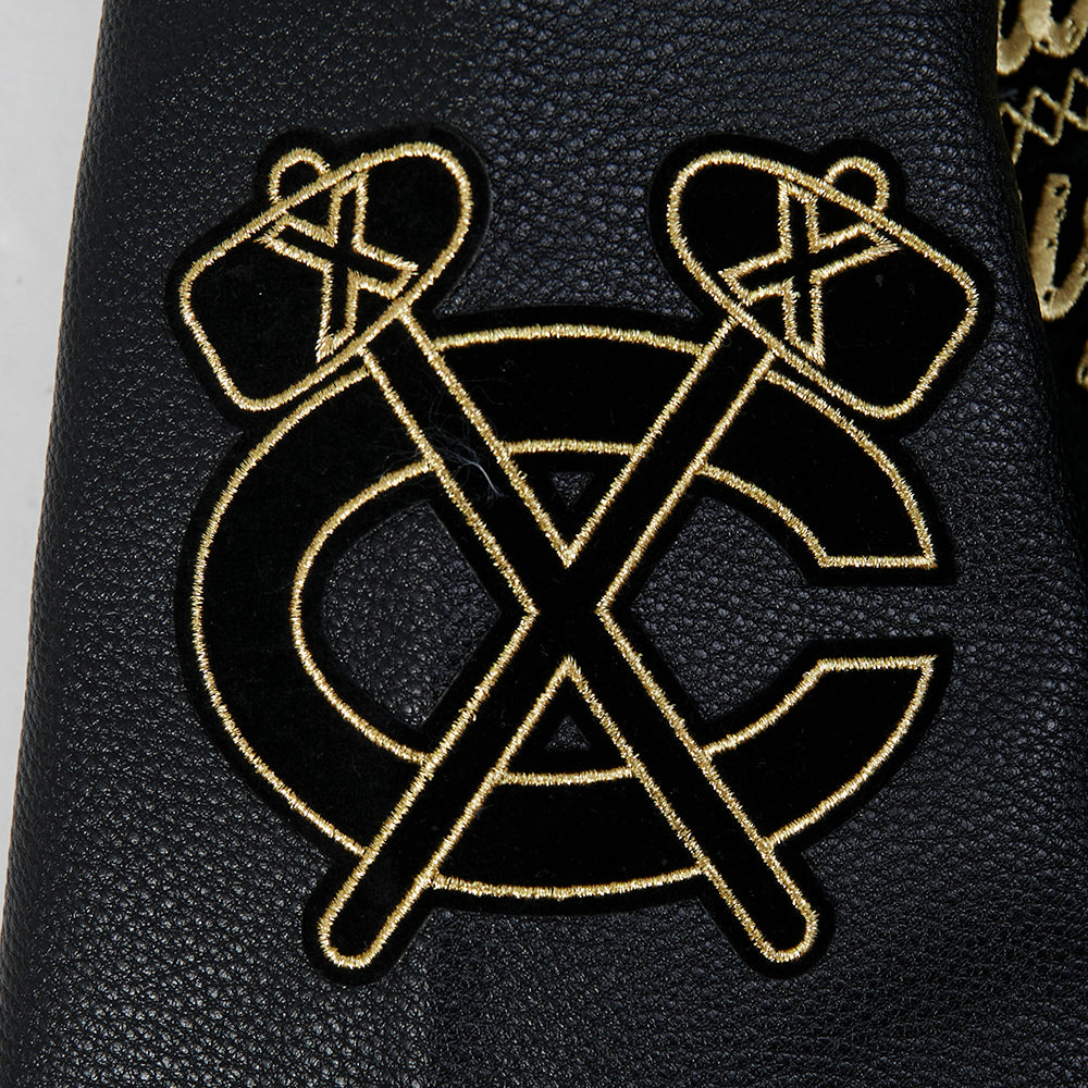 Pro Standard Chicago Blackhawks Centennial Black & Gold Wool Varsity Jacket