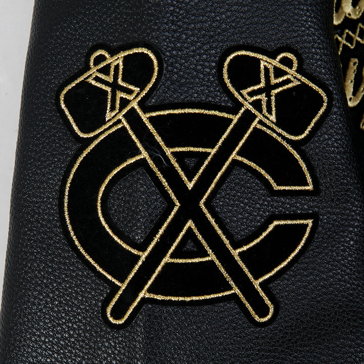 Pro Standard Chicago Blackhawks Centennial Black & Gold Wool Varsity Jacket