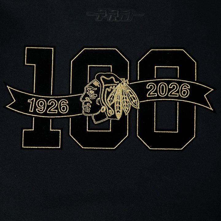 Pro Standard Chicago Blackhawks Centennial Black & Gold Wool Varsity Jacket
