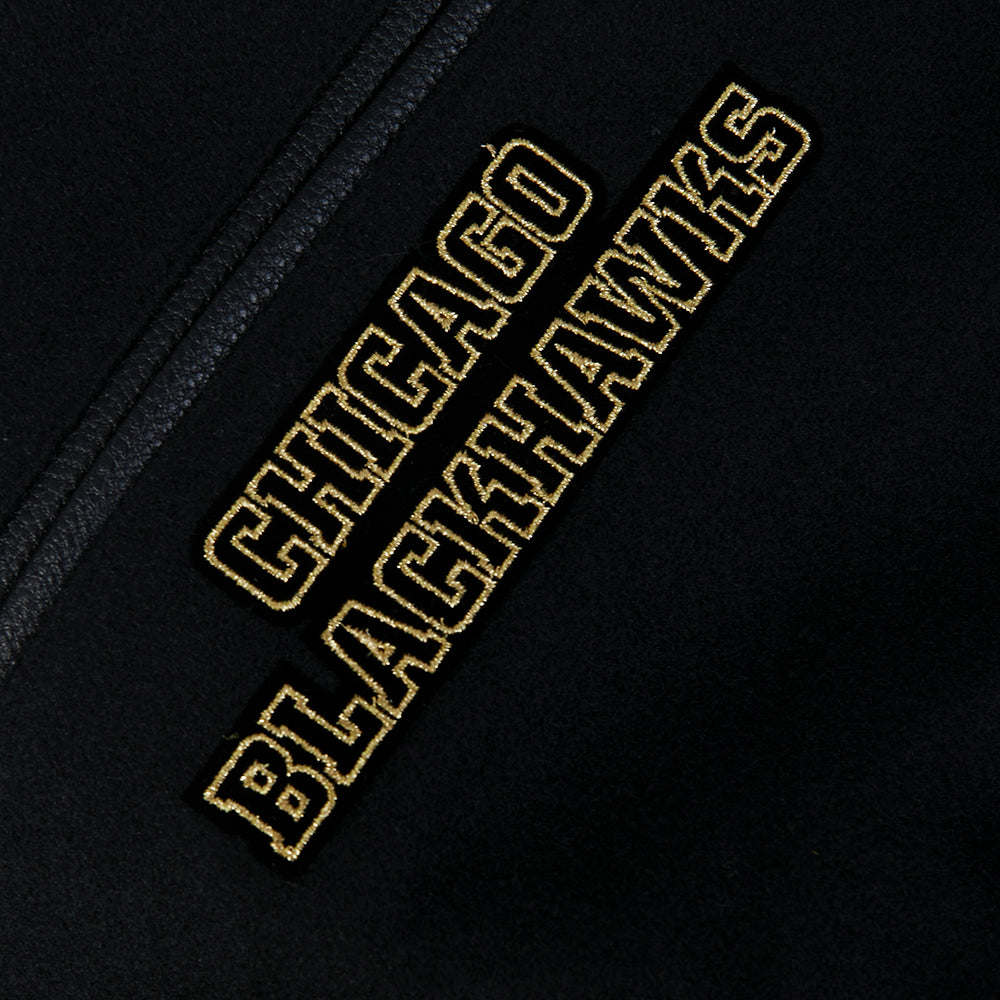Pro Standard Chicago Blackhawks Centennial Black & Gold Wool Varsity Jacket
