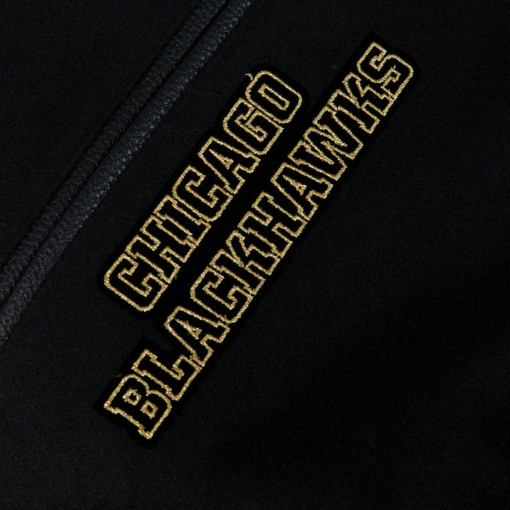 Pro Standard Chicago Blackhawks Centennial Black & Gold Wool Varsity Jacket
