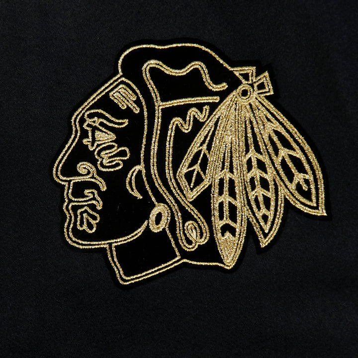 Pro Standard Chicago Blackhawks Centennial Black & Gold Wool Varsity Jacket