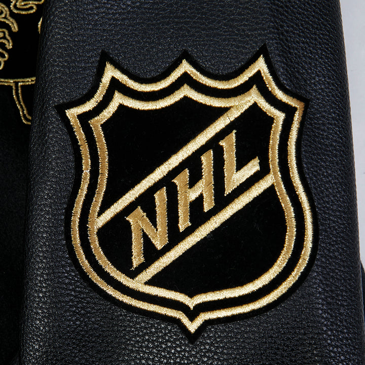 Pro Standard Chicago Blackhawks Centennial Black & Gold Wool Varsity Jacket