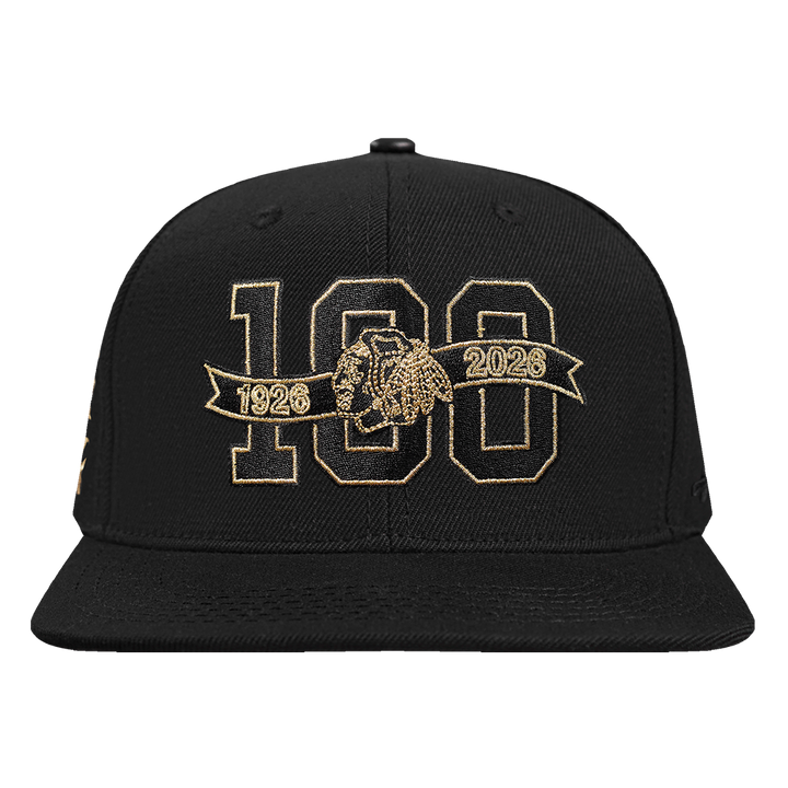 Pro Standard Chicago Blackhawks Centennial Black & Gold Wool Snapback