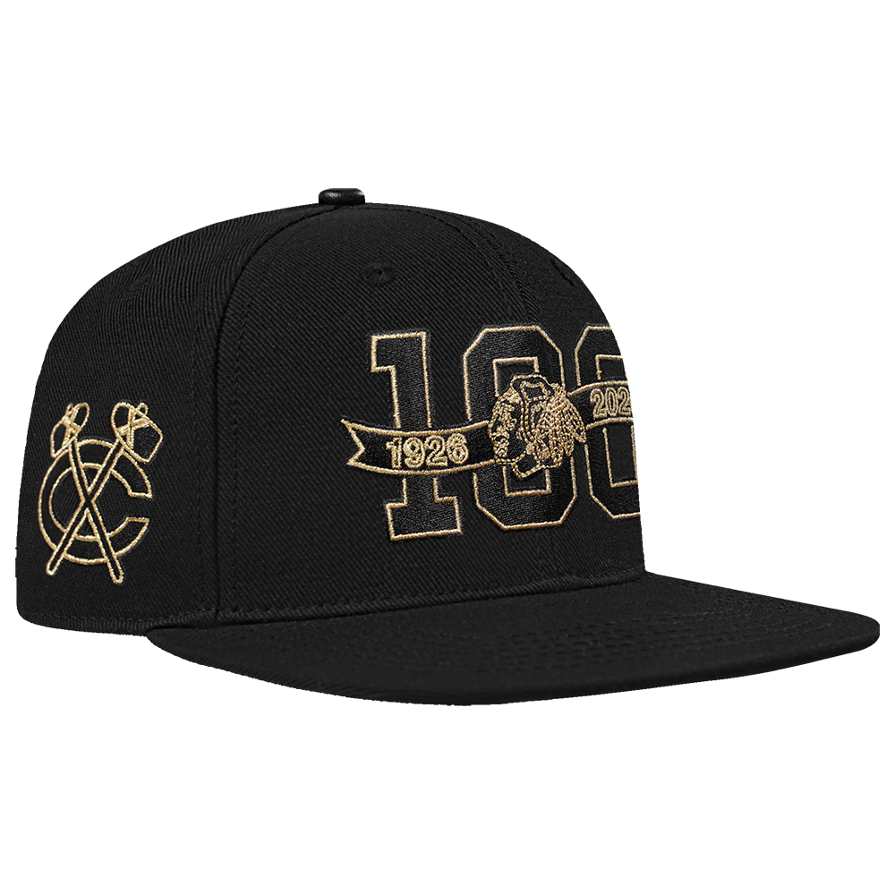 Pro Standard Chicago Blackhawks Centennial Black & Gold Wool Snapback