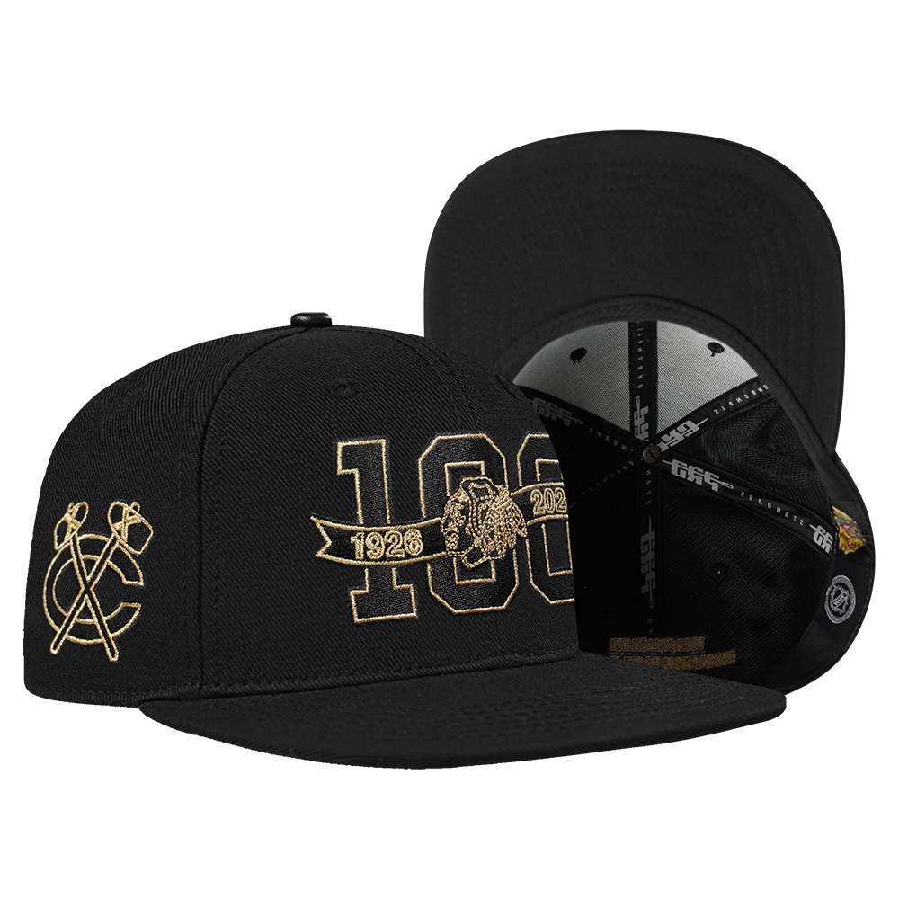 Pro Standard Chicago Blackhawks Centennial Black & Gold Wool Snapback