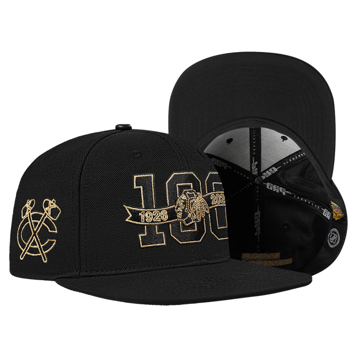 Pro Standard Chicago Blackhawks Centennial Black & Gold Wool Snapback