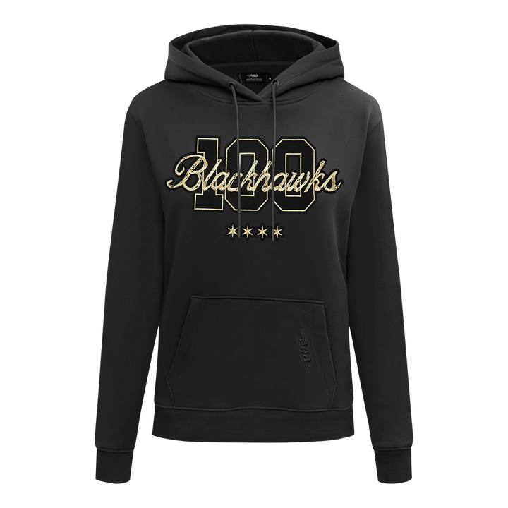 Pro Standard Chicago Blackhawks Centennial Black & Gold Women's Hoodie