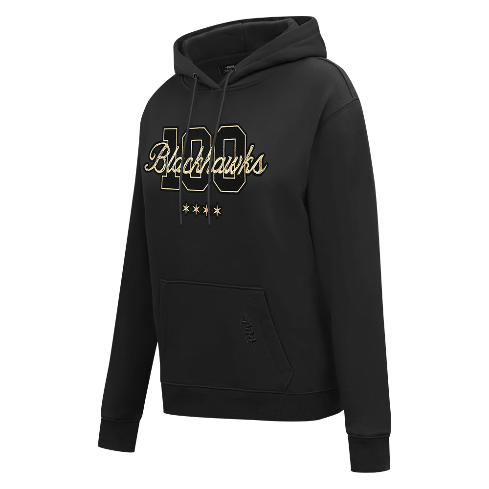 Pro Standard Chicago Blackhawks Centennial Black & Gold Women's Hoodie