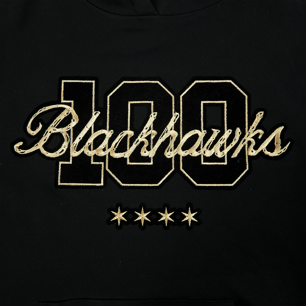 Pro Standard Chicago Blackhawks Centennial Black & Gold Women's Hoodie