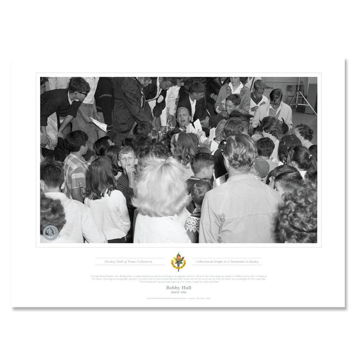 Chicago Blackhawks Memorabilia 1983 Bobby Hull Swarm Black & White Classic Print