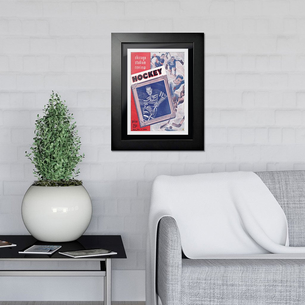 Chicago Blackhawks Framed Program Cover Chicago Stadium Review 1946
