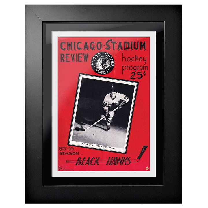 Chicago Blackhawks Framed Program Cover Chicago Stadium Review 1957