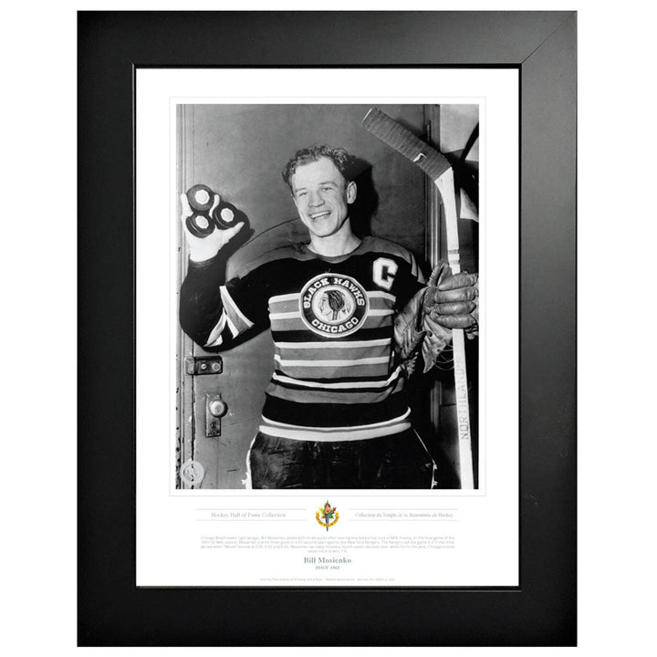 Chicago Blackhawks Memorabilia - 1965 Bill Mosienko Framed Black & White Classic Picture