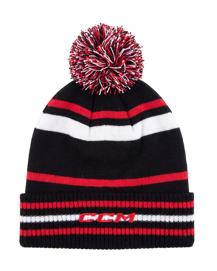 CCM Chicago Blackhawks Classic Stripe Pom Knit Hat