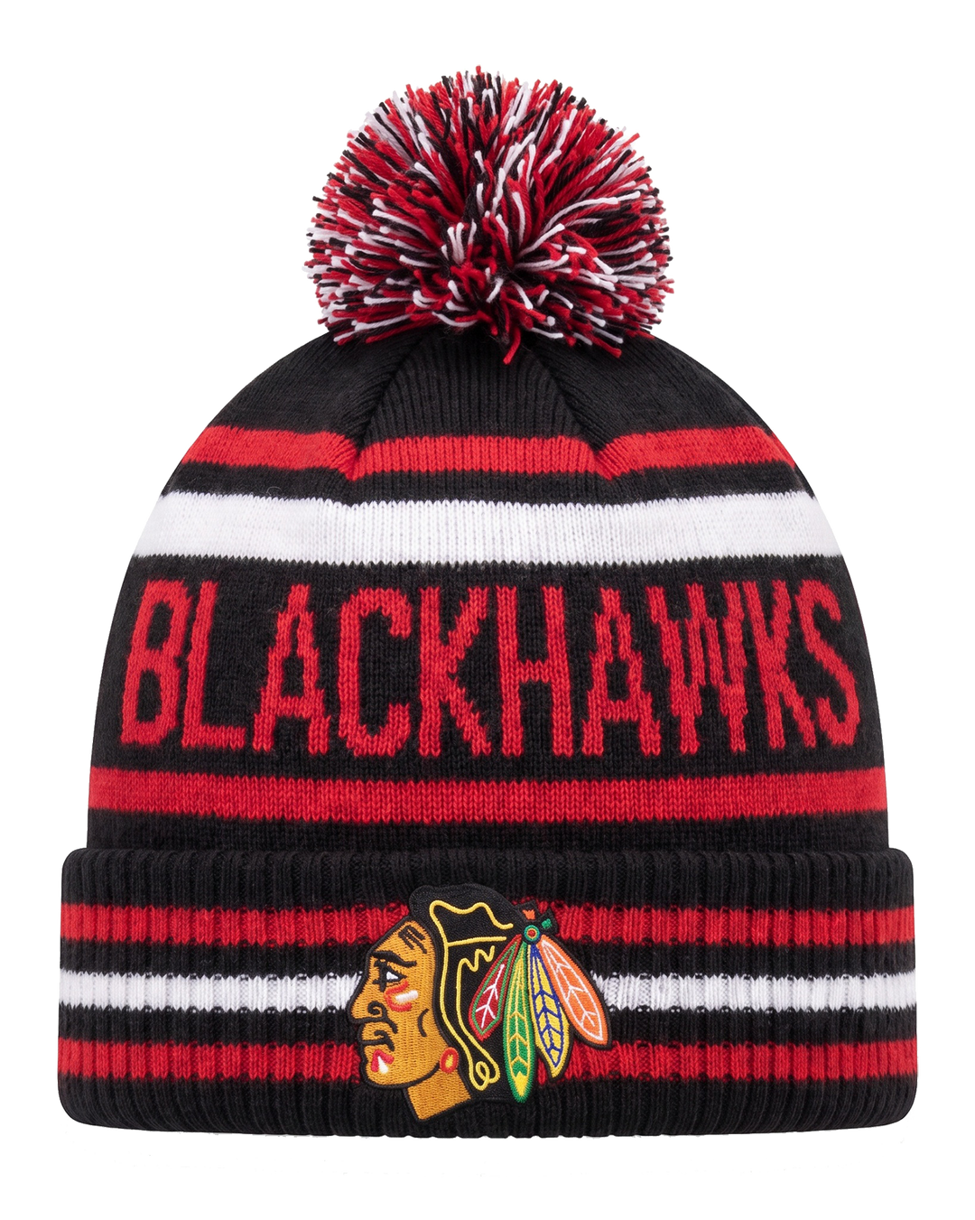 CCM Chicago Blackhawks Classic Stripe Pom Knit Hat
