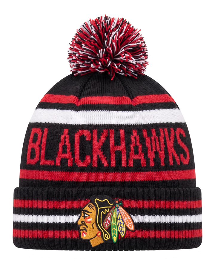 CCM Chicago Blackhawks Classic Stripe Pom Knit Hat