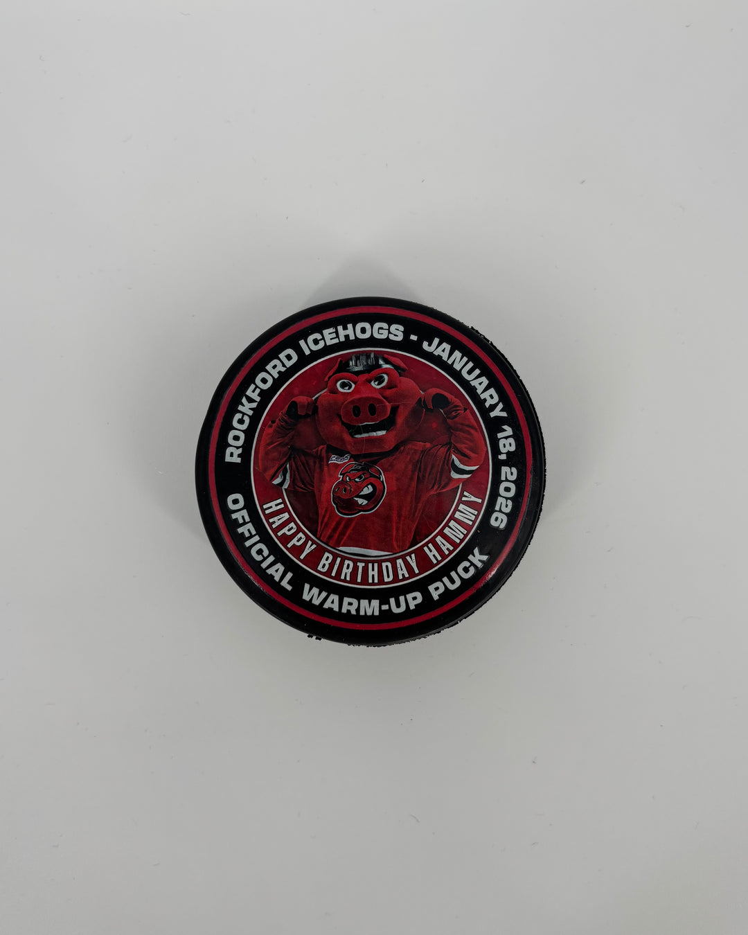 Rockford IceHogs Hammy Birthday Official Warm Up Puck