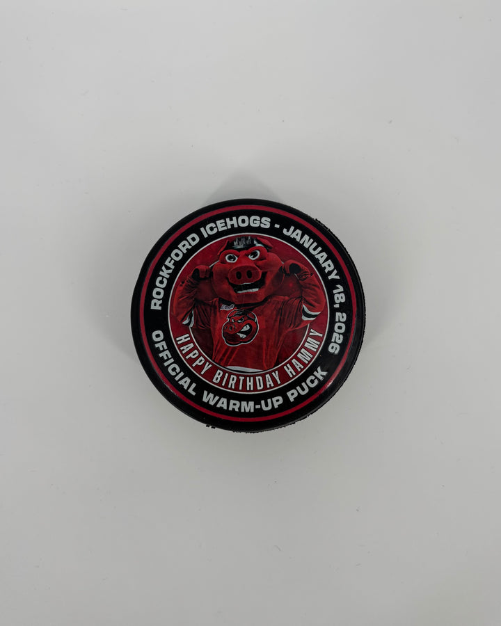 Rockford IceHogs Hammy Birthday Official Warm Up Puck