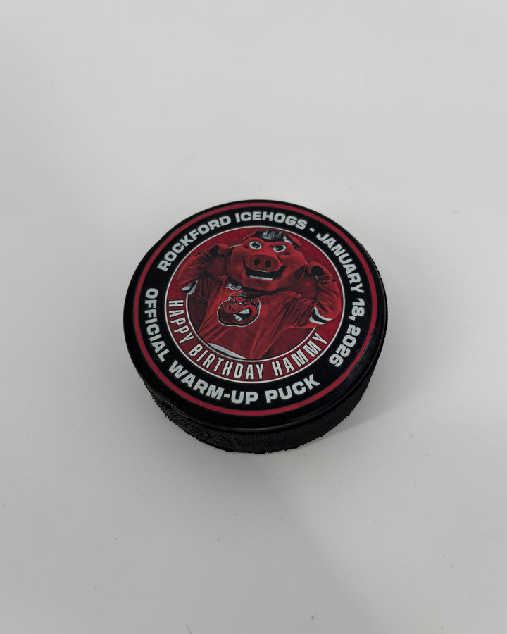 Rockford IceHogs Hammy Birthday Official Warm Up Puck