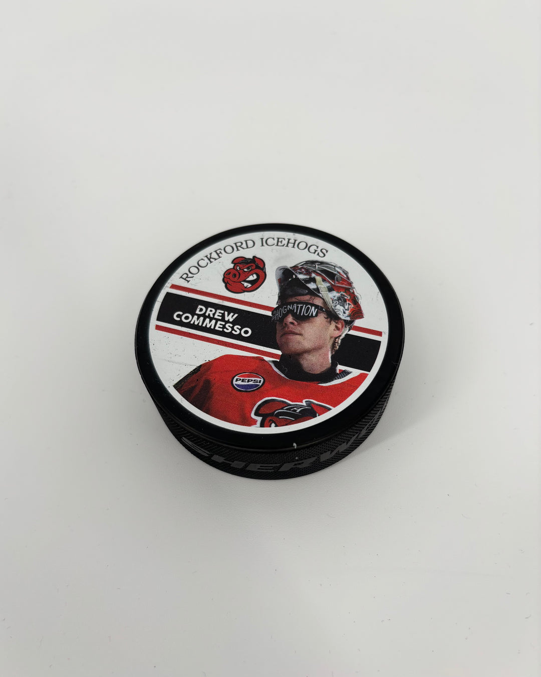 Rockford IceHogs Drew Commesso Photo Puck