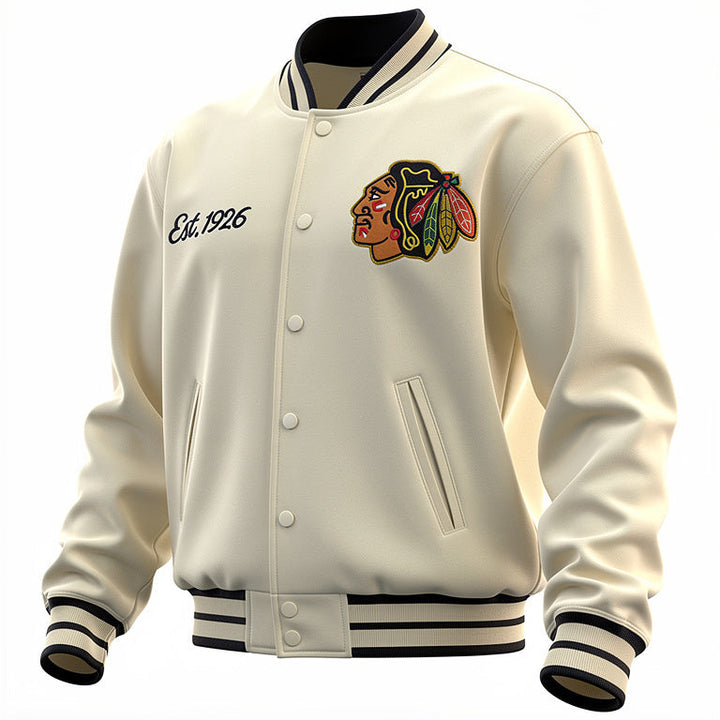 American Needle Chicago Blackhawks Centennial French Terry Letterman Jacket