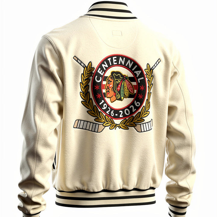 American Needle Chicago Blackhawks Centennial French Terry Letterman Jacket