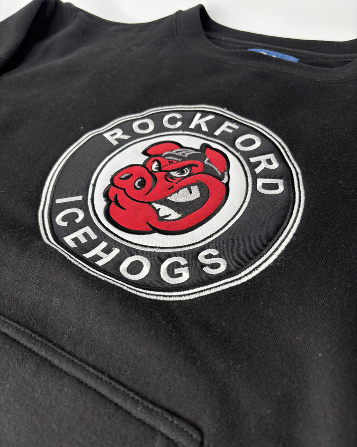 Rockford IceHogs Ladies Black Crewneck with Pocket