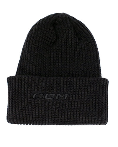 black CCM knit hat with Rockford IceHogs tonal patch on front cuff - back lay flat
