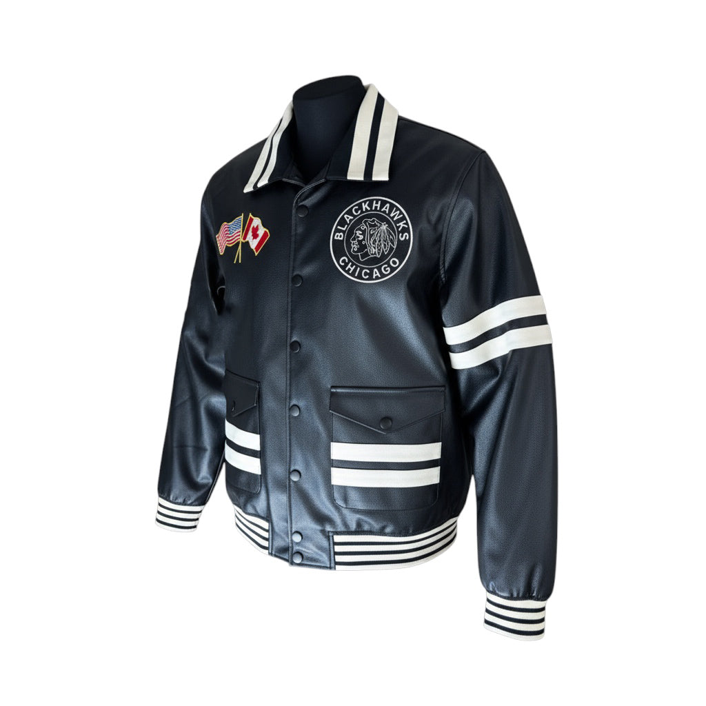 Wild Collective Chicago Blackhawks 1933-34 Champs Faux Leather Bomber