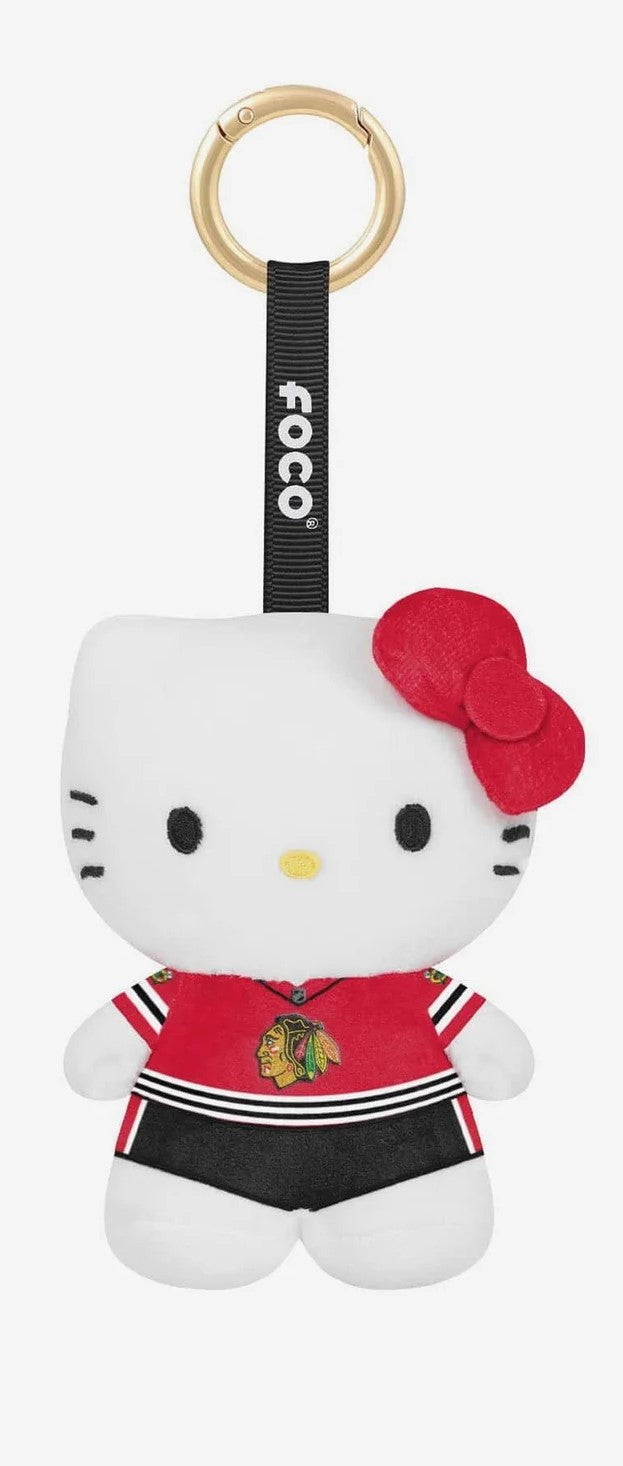 Chicago Blackhawks Plush Hello Kitty 4" Mini Bag Charm Keychain - Red