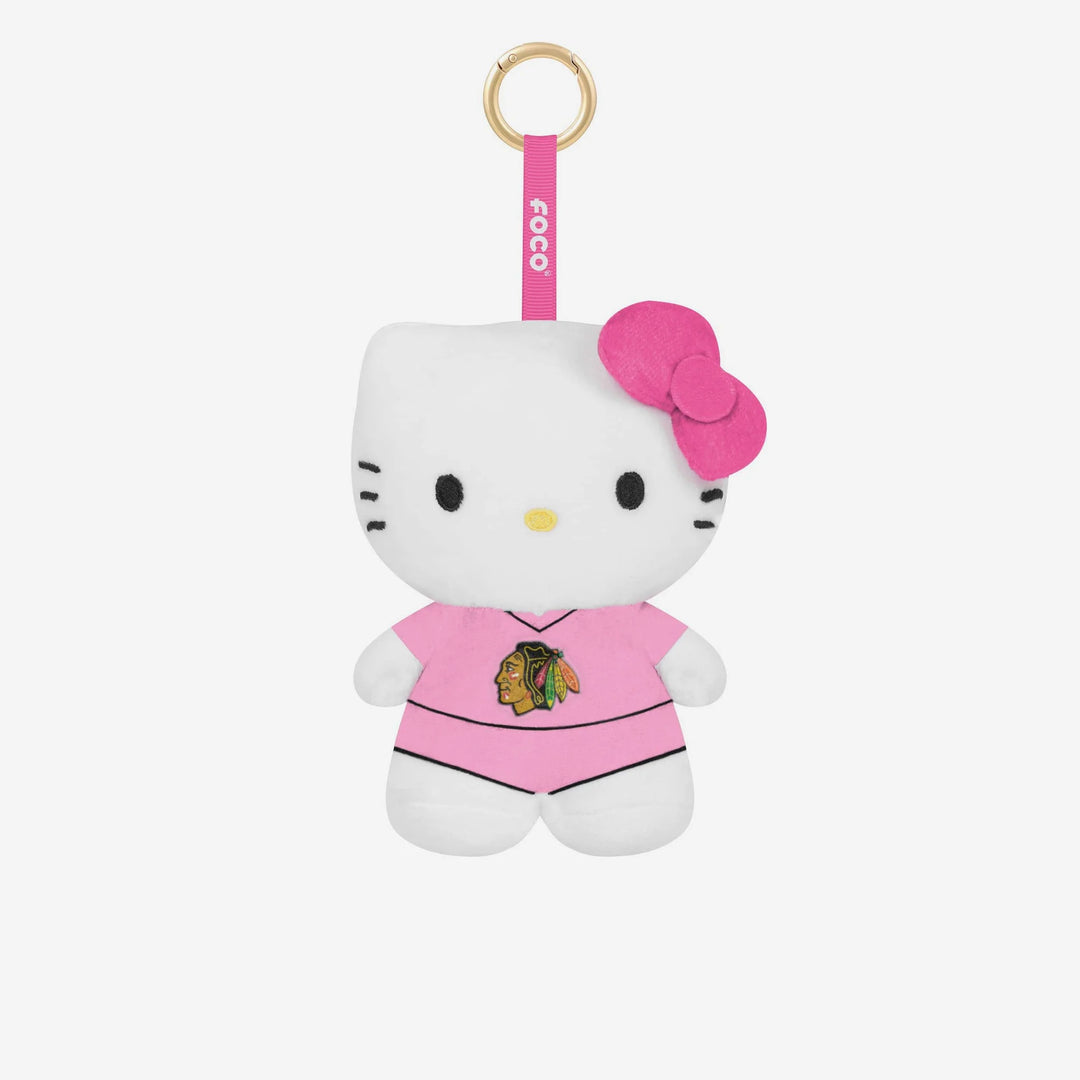 Chicago Blackhawks Plush Hello Kitty 6" Bag Charm Keychain - Pink