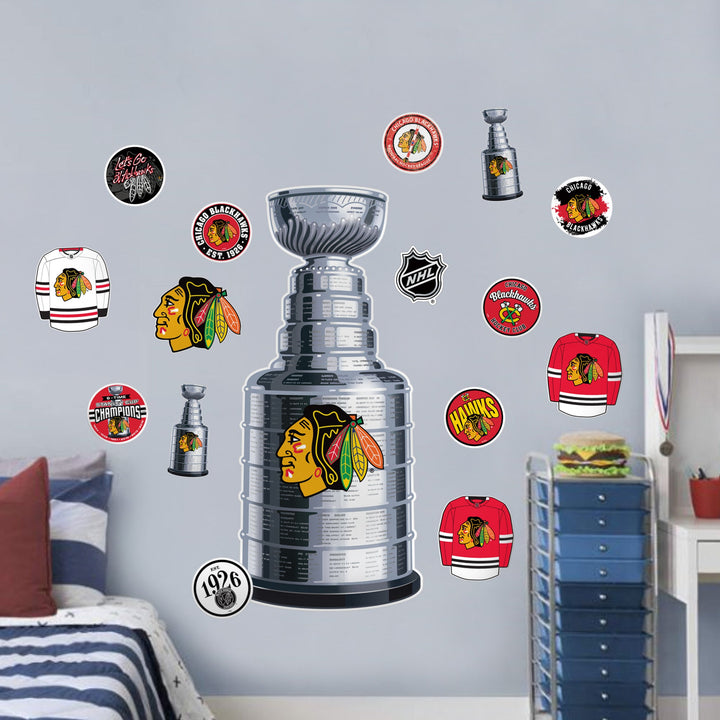 Chicago Blackhawks Repositionable Wall Decal Set - STANLEY CUP