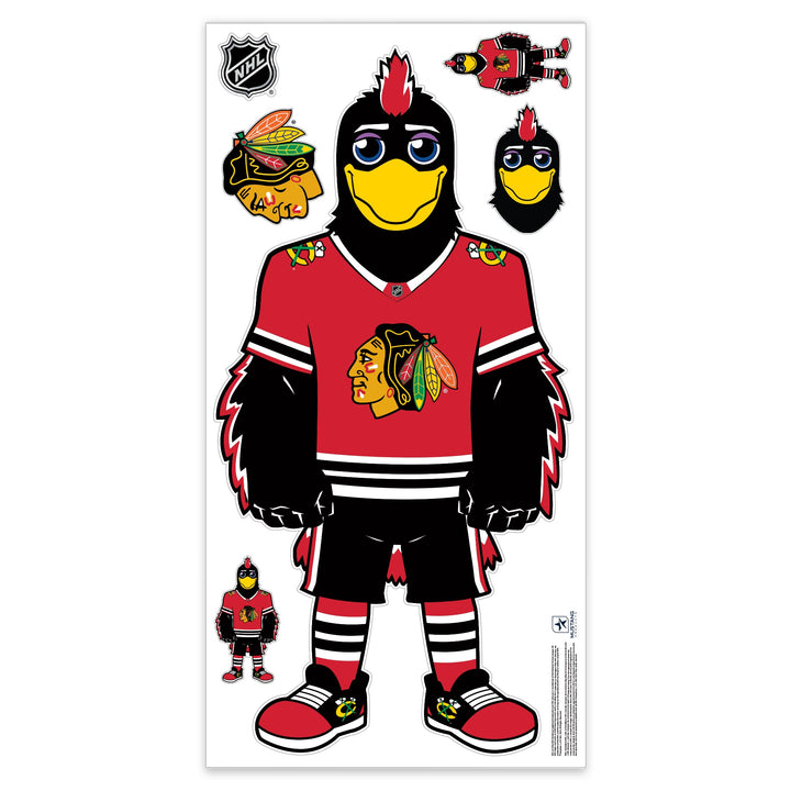 Chicago Blackhawks Repositionable Wall Decal Set Tommy Hawk Mascot