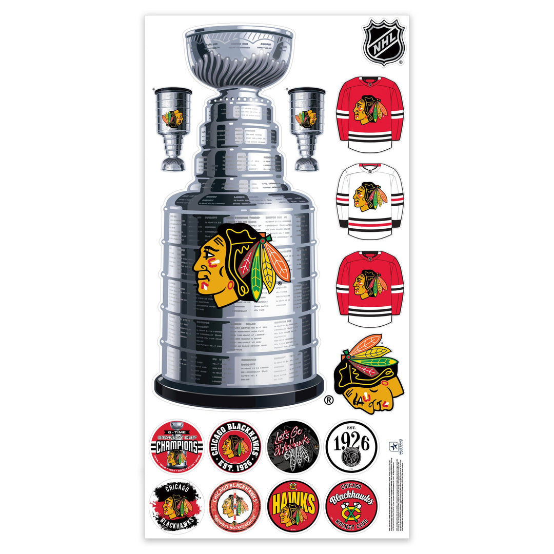 Chicago Blackhawks Repositionable Wall Decal Set - STANLEY CUP