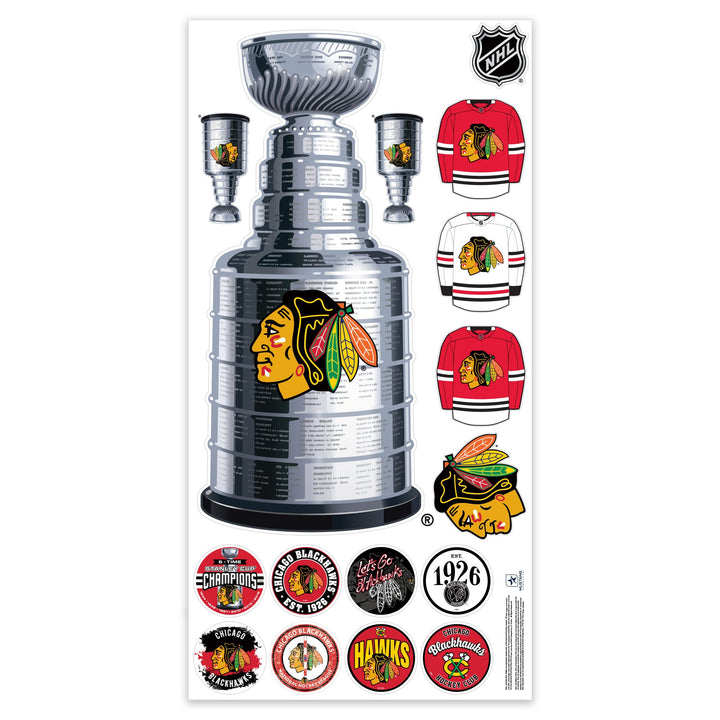 Chicago Blackhawks Repositionable Wall Decal Set - STANLEY CUP