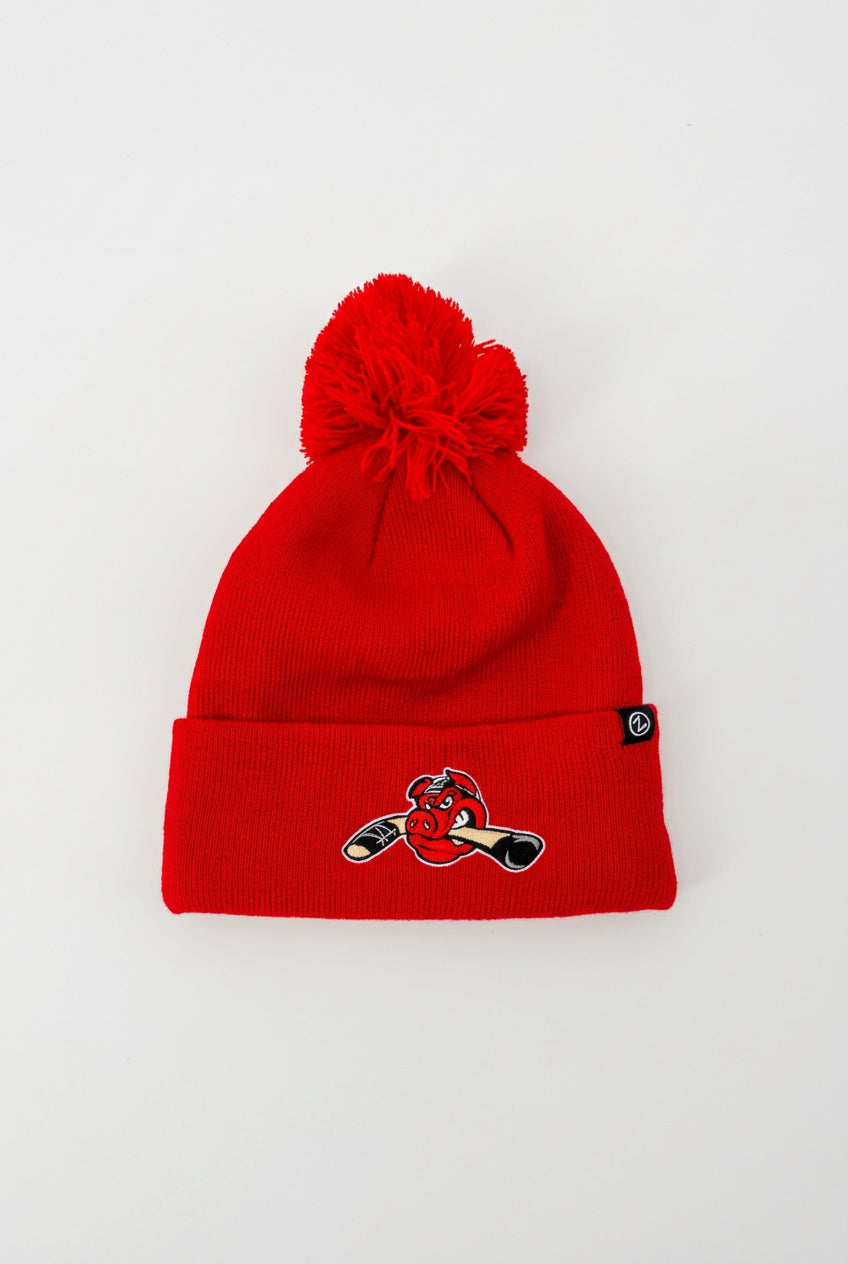 Rockford IceHogs Red Knit Hat with Pom