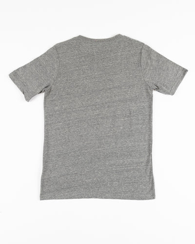 grey youth Outerstuff tee with Chicago Blackhawks wordmark and primary logo graphic across chest - back lay flat