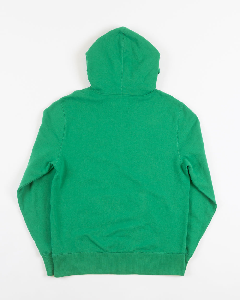 green St. Patrick's Day themed '47 brand hoodie with Chicago Blackhawks wordmark and primary logo with shamrocks - back lay flat