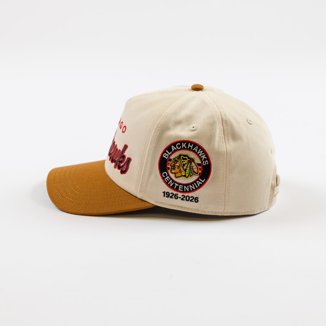 American Needle Chicago Blackhawks Centennial Two Tone Script Hat