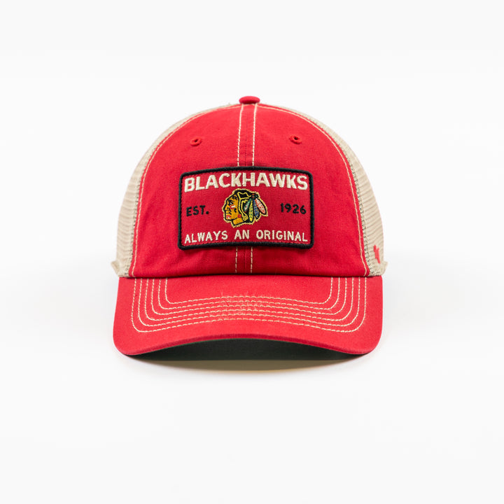 '47 Chicago Blackhawks Centennial Clean Up Trucker Hat Red