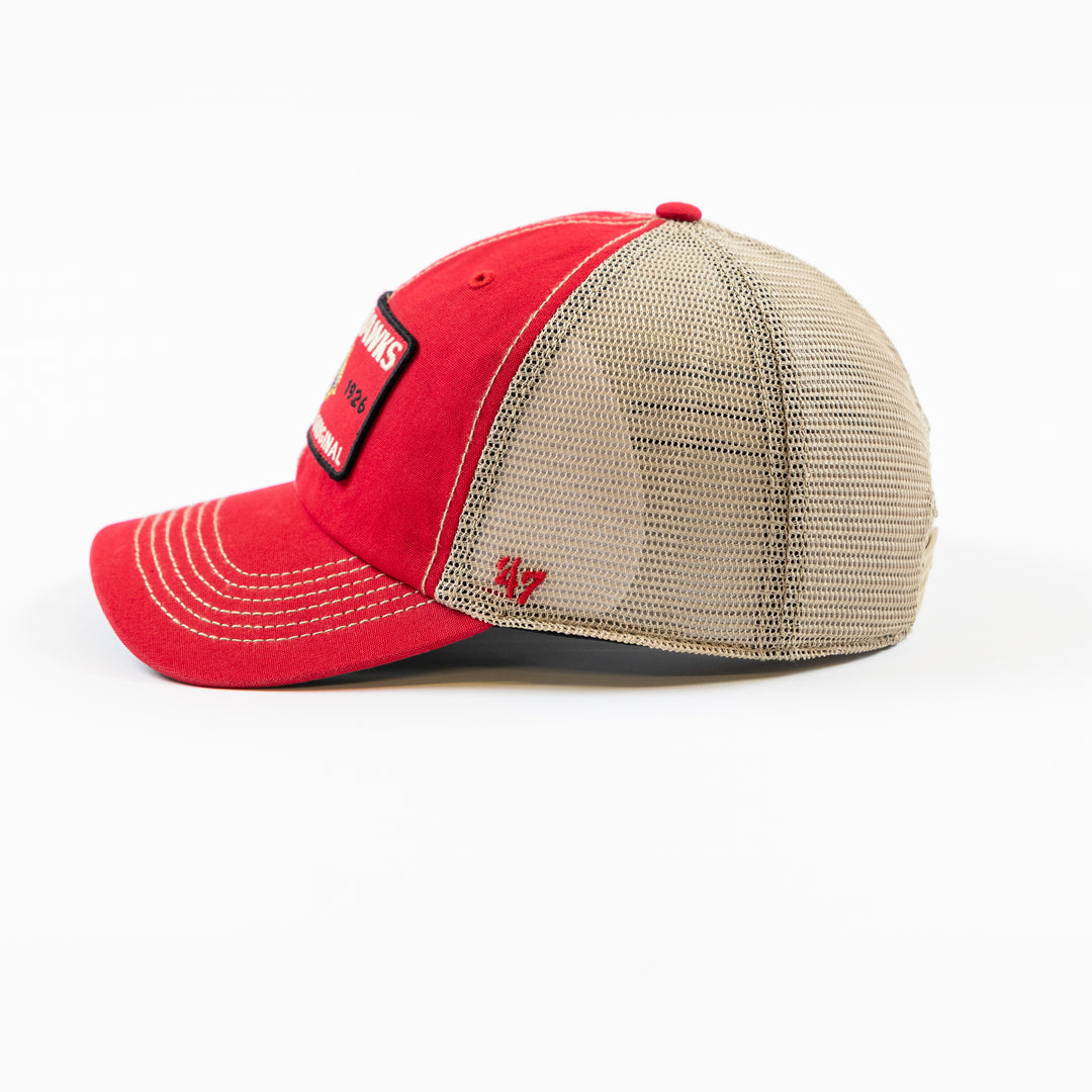 '47 Chicago Blackhawks Centennial Clean Up Trucker Hat Red