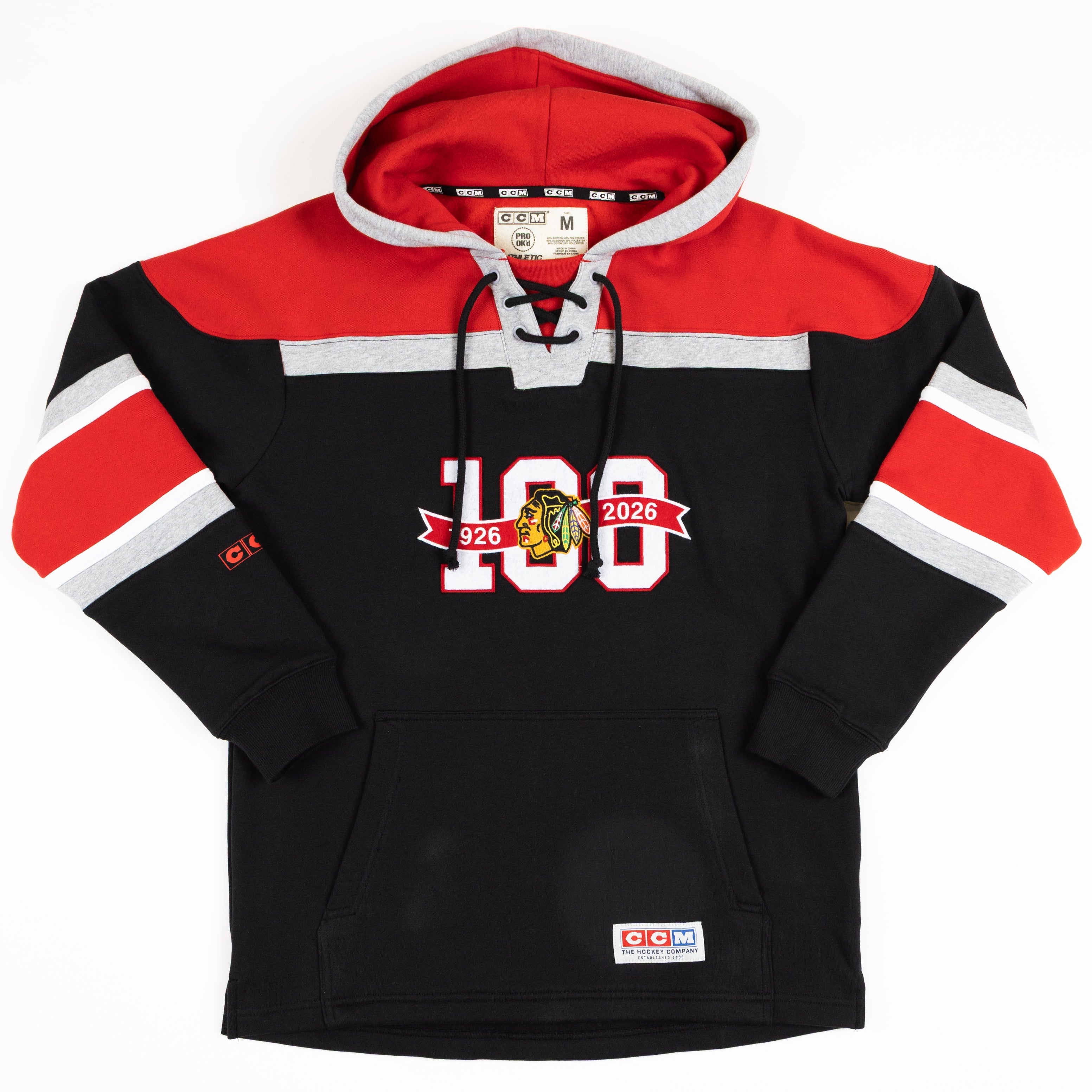 パーカー フーディー　Chicago Blackhawks CCM Chicago Blackhawks Centennial Lace Hood – CBH Shop
